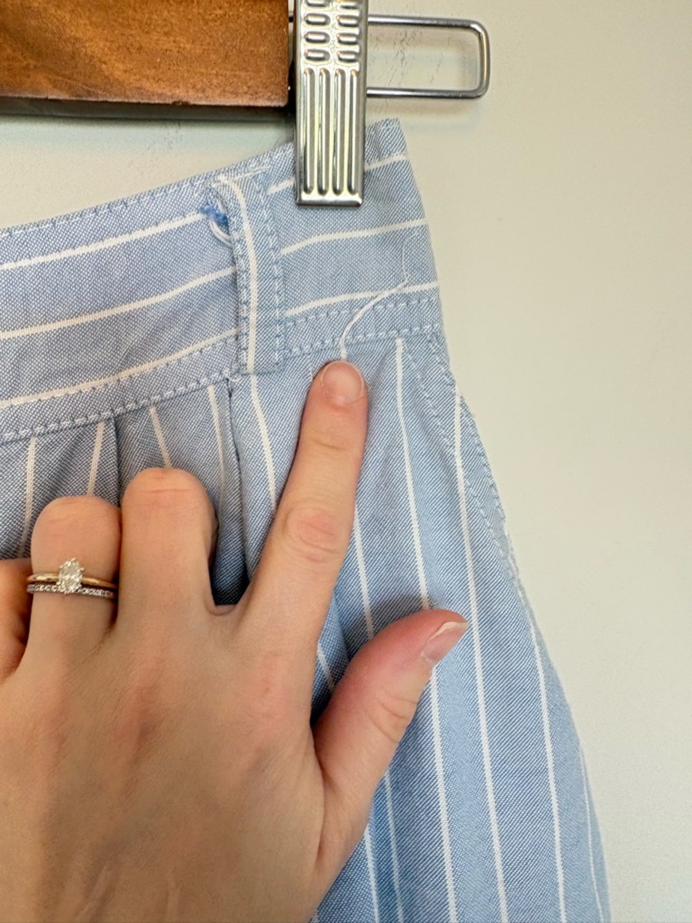 Vintage Chaus Pinstripe Crope Flare Wide Leg Pants Blue Size 10 - Picture 5 of 13